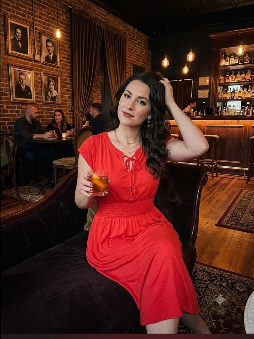 Market & Spruce Red Tie-Neck Midi Dress